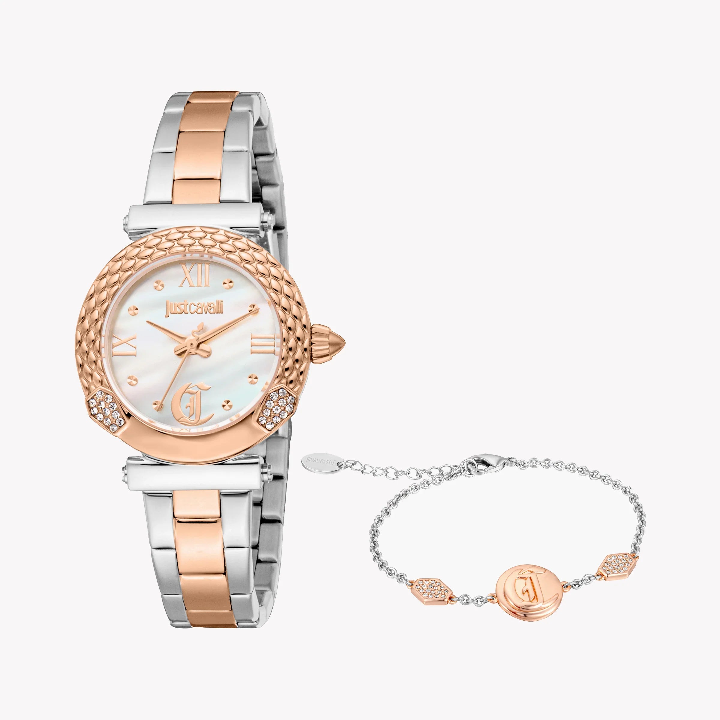 Montre femme Just Cavalli bicolore avec cadran blanc