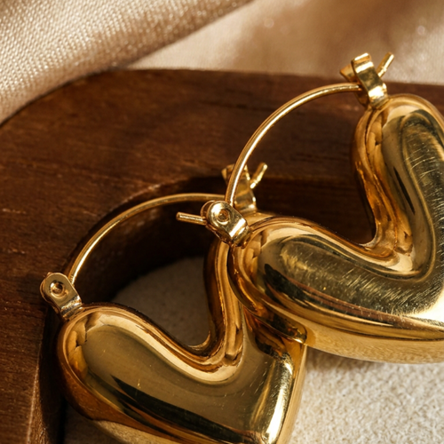 Boucles d’oreilles créoles cœur doré bombé