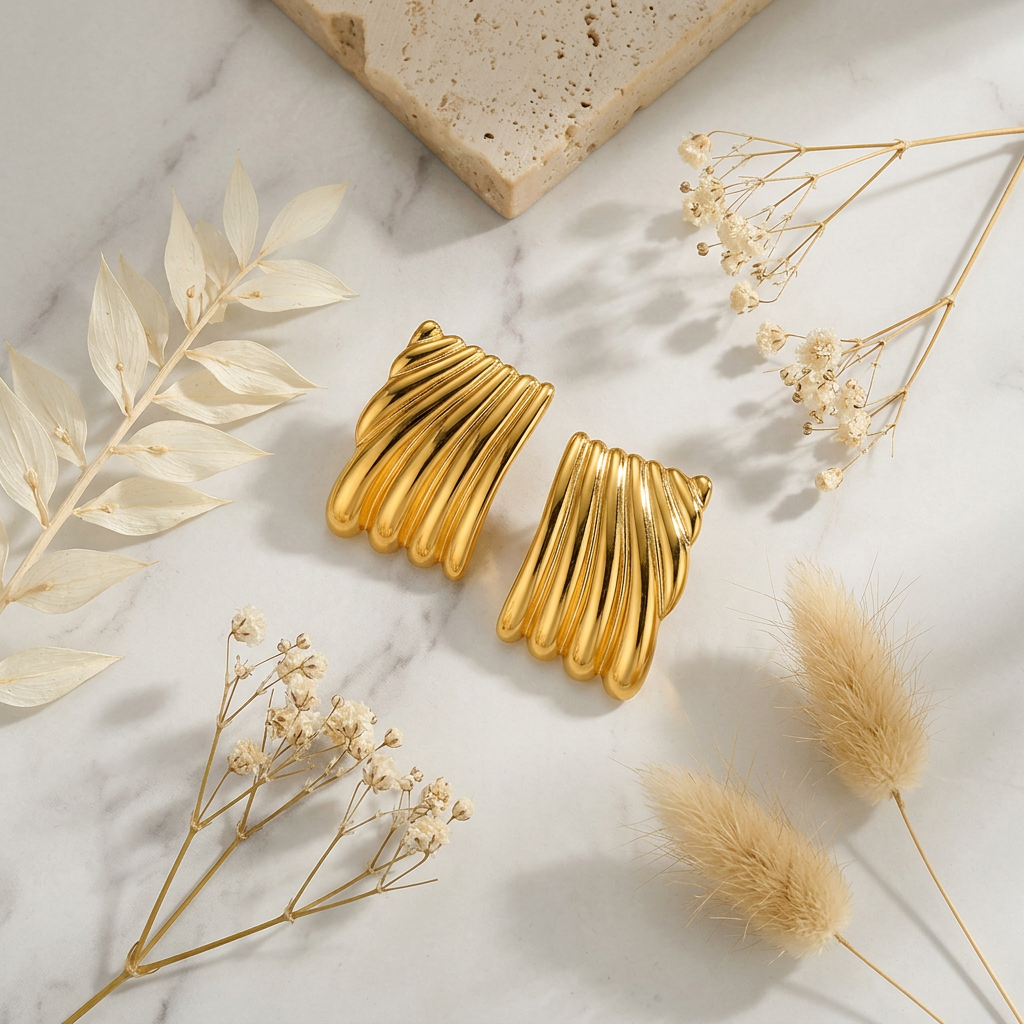 Boucles d’oreilles vague dorée – Élégantes & audacieuses