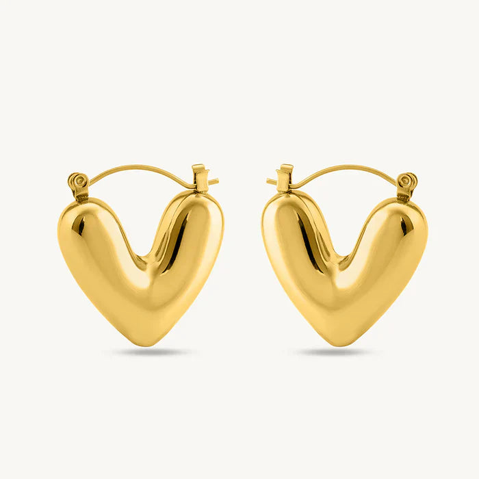 Boucles d’oreilles créoles cœur doré bombé