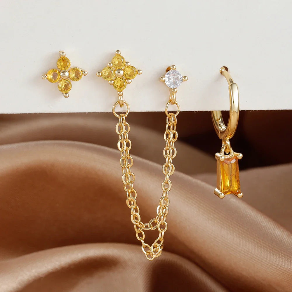 Zodiac Birthstone Earrings Set for Everyday Celestial Style