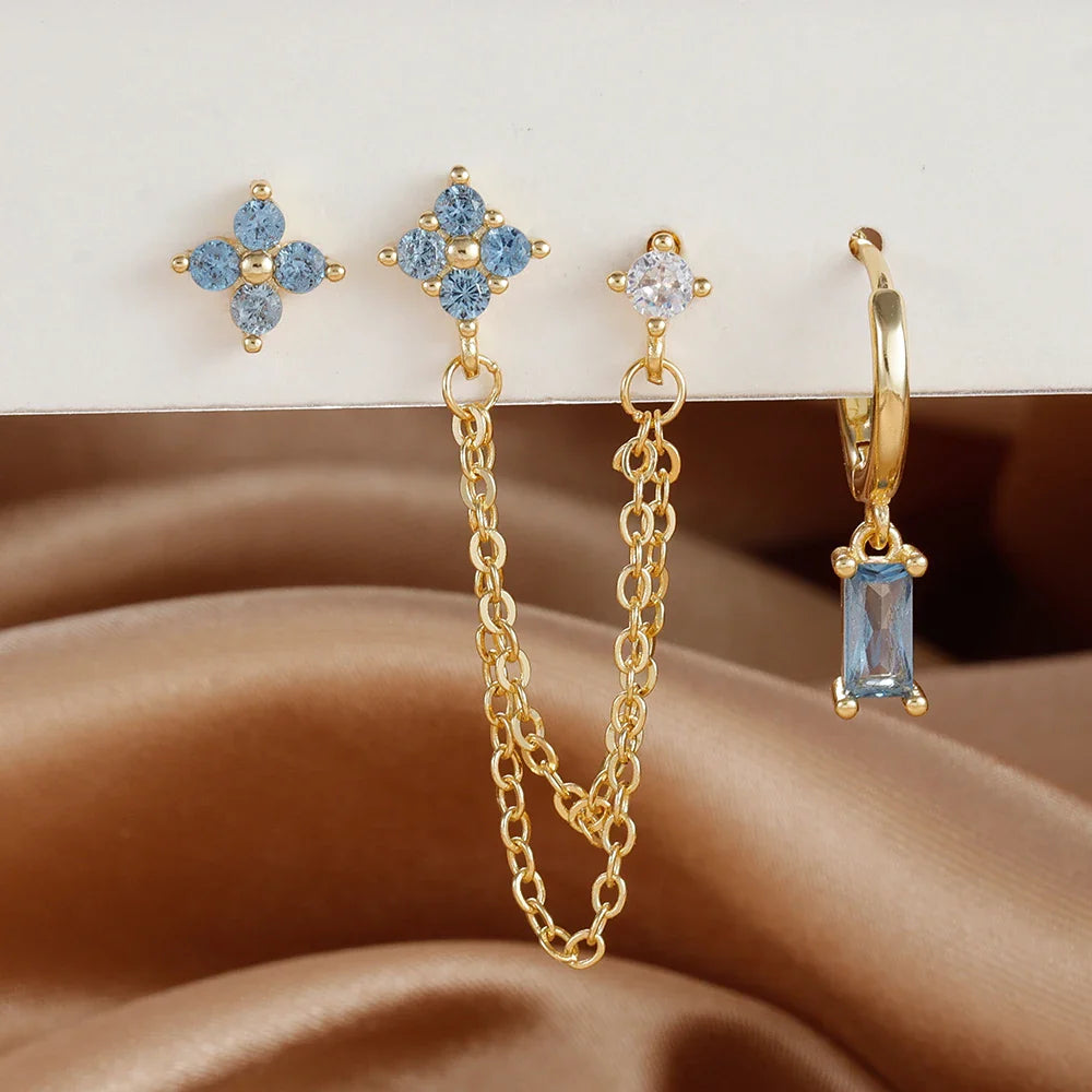 Zodiac Birthstone Earrings Set for Everyday Celestial Style