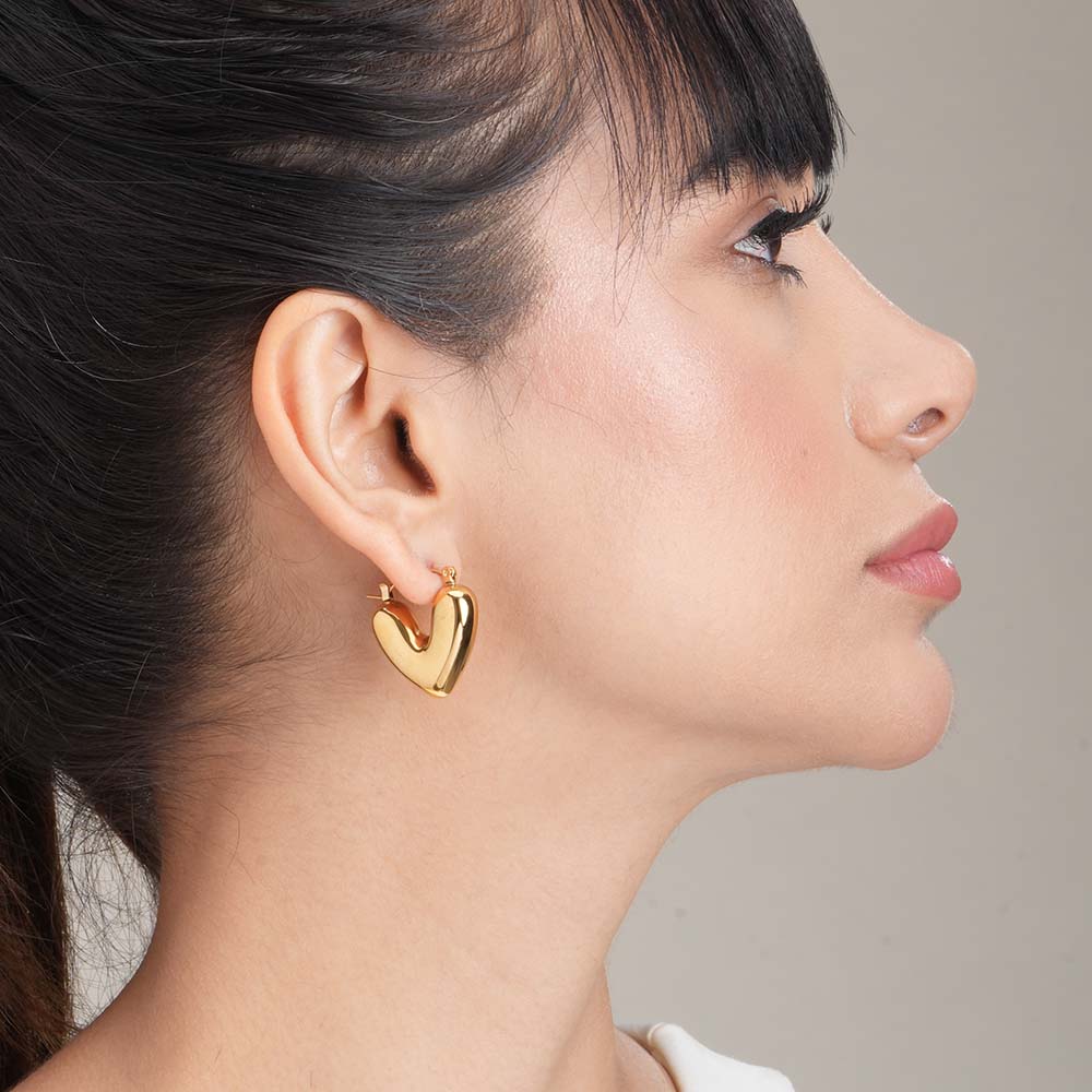 Boucles d’oreilles créoles cœur doré bombé