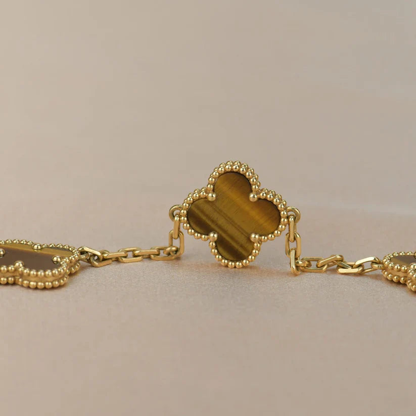 Bracelet Élégant Trèfle Œil de Tigre
