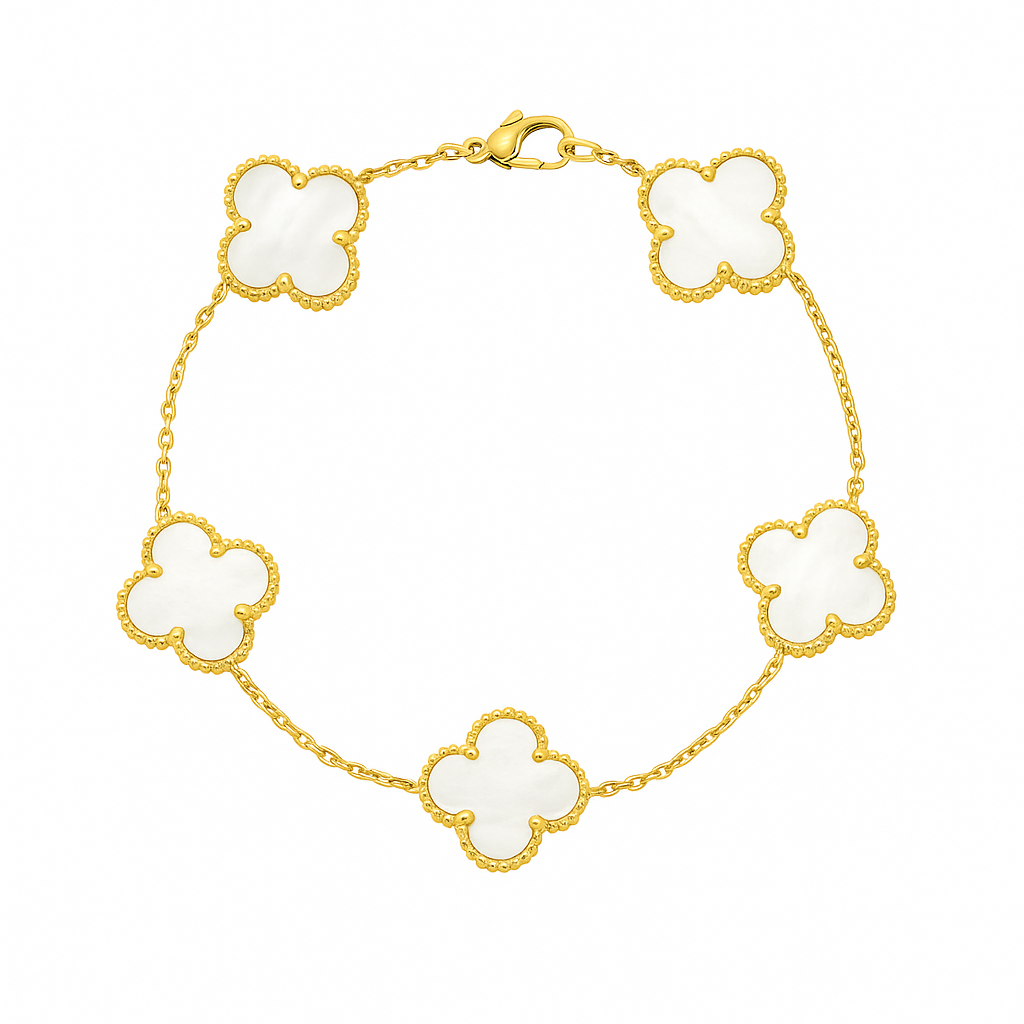 Bracelet Trèfle Blanc – Chance & Élégance